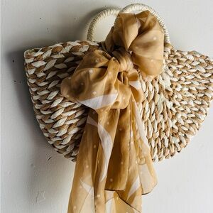 Vintage Tan and Cream Woven Bag